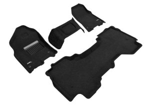 Dodge Ram 1500 Floor Mat Set - Front and Rear - 3D MAXpider - Elegant - Black - `19-`24